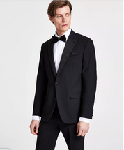 Bar Iii Mens Slim fit Wool Tuxedo Jacket Blazer 38 S Black Solid Stretch
