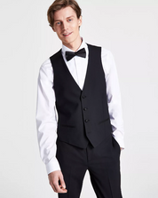 Bar Iii Mens Slim fit Button-Up Tuxedo Vest XL Black Solid