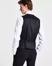 Bar Iii Mens Slim fit Button-Up Tuxedo Vest XL Black Solid