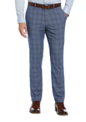 Perry Ellis Men's Slim Fit Blue Plaid Dress Pants 31 x 30