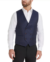 Tayion Collection Men's Classic Fit Jacquard Suit Vest Navy Blue Large