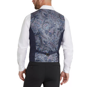 Tayion Collection Men's Classic Fit Jacquard Suit Vest Navy Blue Large