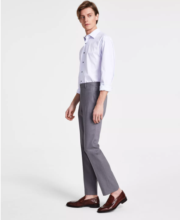 DKNY Mens Modern fit Dress Pants 38 / 30 Grey Solid