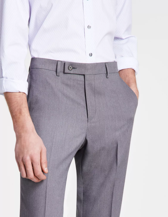 DKNY Men's Dress Pants Grey 36 x 32 Modern-Fit Solid