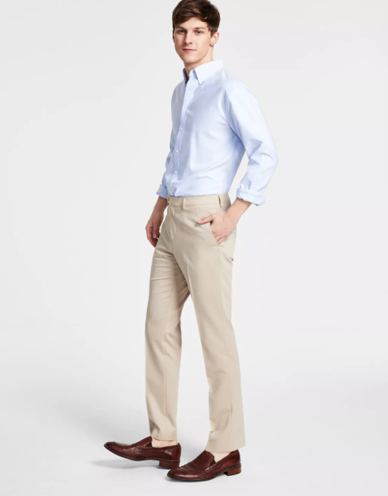 Dkny Mens Modern fit Dress Pants 33 / 32 Beige Solid