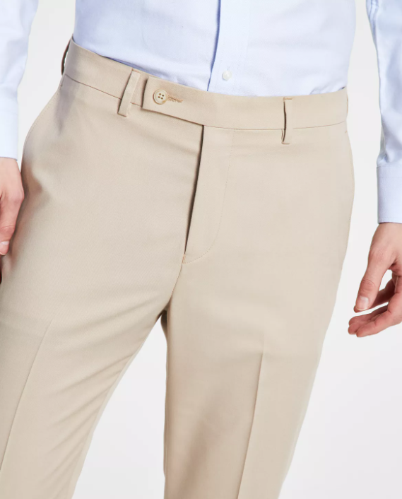 Dkny Mens Modern fit Dress Pants 33 / 32 Beige Solid