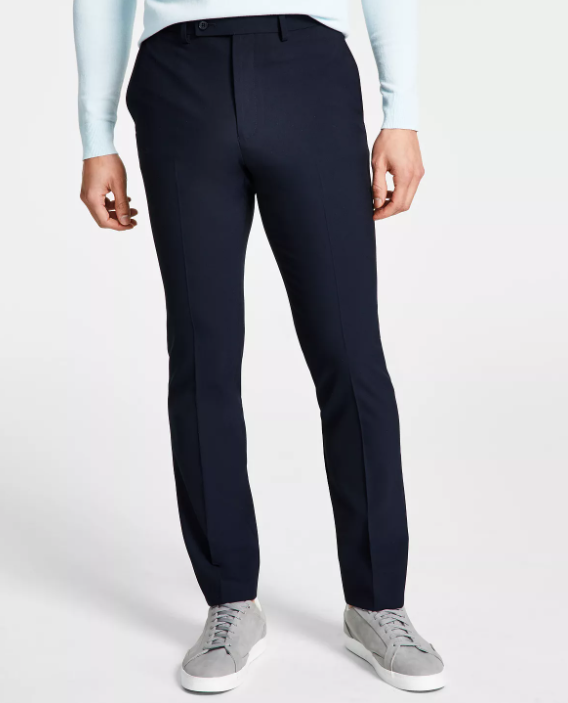 Dkny Mens Modern fit Dress Pants 40 / 29 Navy Blue Solid Stretch