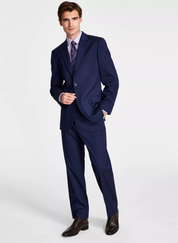 Nautica Men's Modern Fit Bi Stretch Suit 42R / 36 x 32 Navy Blue Striped