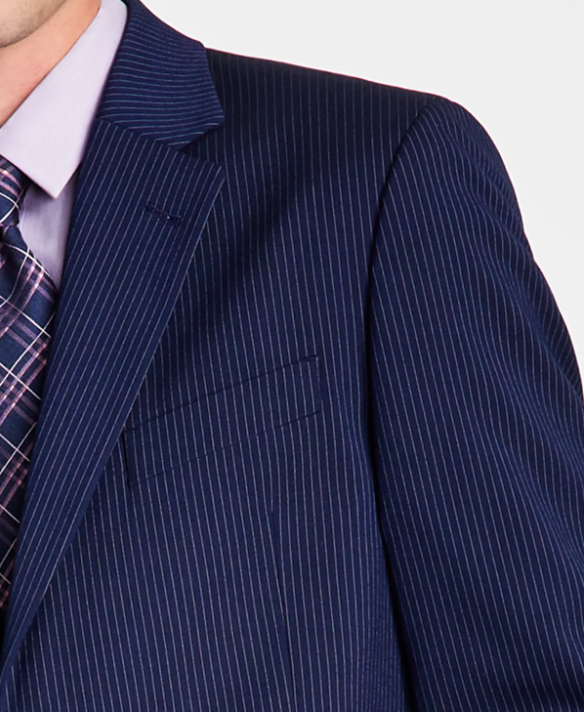 Nautica Men's Modern Fit Bi Stretch Suit 42R / 36 x 32 Navy Blue Striped