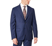 Tallia Mens Slim Fit Wool Navy Burgundy Stripe Suit Jacket 46R