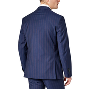 Tallia Mens Slim Fit Wool Navy Burgundy Stripe Suit Jacket 38S