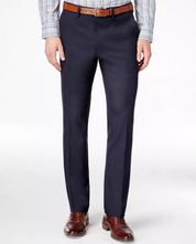 Kenneth Cole Mens Slim fit Dress Pants 38 / 30 Navy Blue Solid Stretch