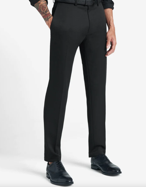 Kenneth Cole Mens Slim fit Dress Pants 36 / 30 Black Solid Stretch
