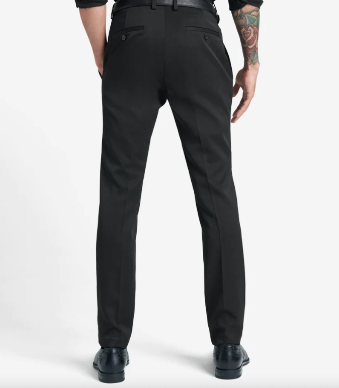 Kenneth Cole Mens Slim fit Dress Pants 36 / 30 Black Solid Stretch