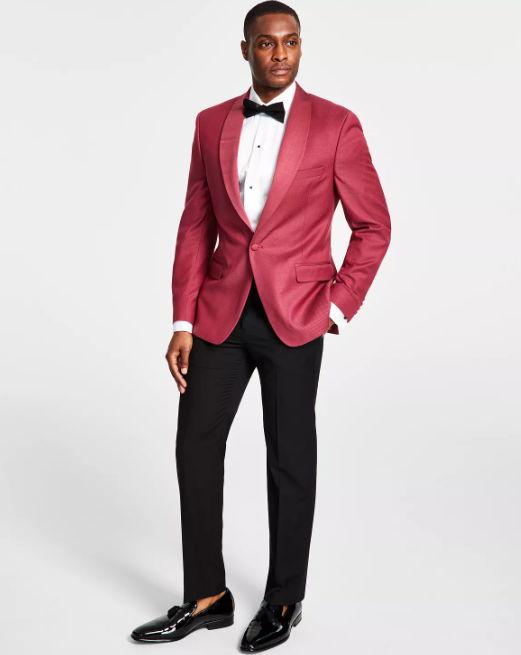 Alfani Men's Slim Fit Tuxedo Sport Coat Blazer Dusty Rose Red 40R