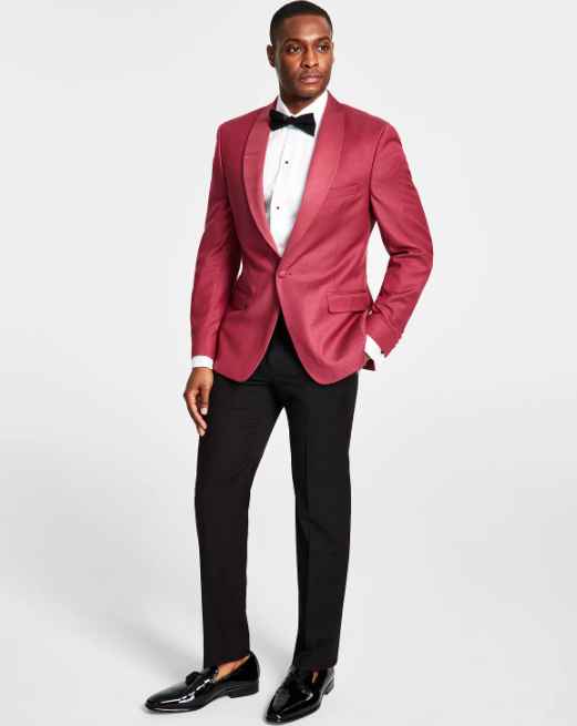 Alfani Mens Slim-Fit White Floral Me Dusty Rose Suit Jacket 40R