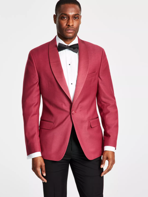 Alfani Men's Slim Fit Tuxedo Sport Coat Blazer Dusty Rose Red 40R