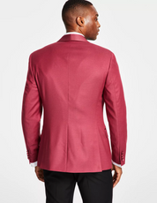 Alfani Mens Slim Fit White Floral Medallions Dusty Rose Red Suit Jacket 42S