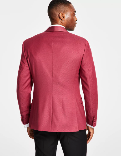 Alfani Mens Slim Fit White  Medallions Sport Coat Blazer Dusty Rose Red 42S