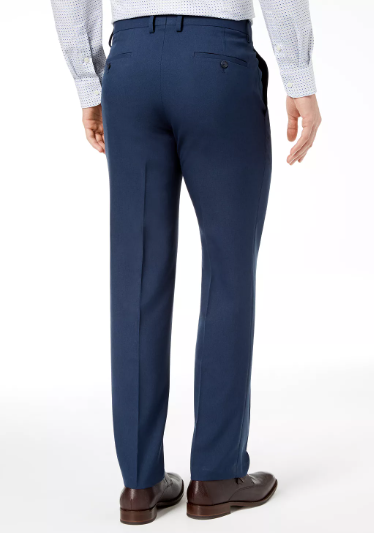 Kenneth Cole Reaction Mens Modern fit Pants 33 / 32 Blue Check Stretch