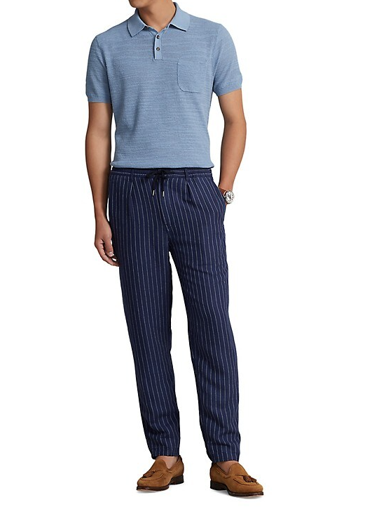 Polo Ralph Lauren Men's Tailored Slim Fit Polo Prepster Pants Navy Pinstripe XL
