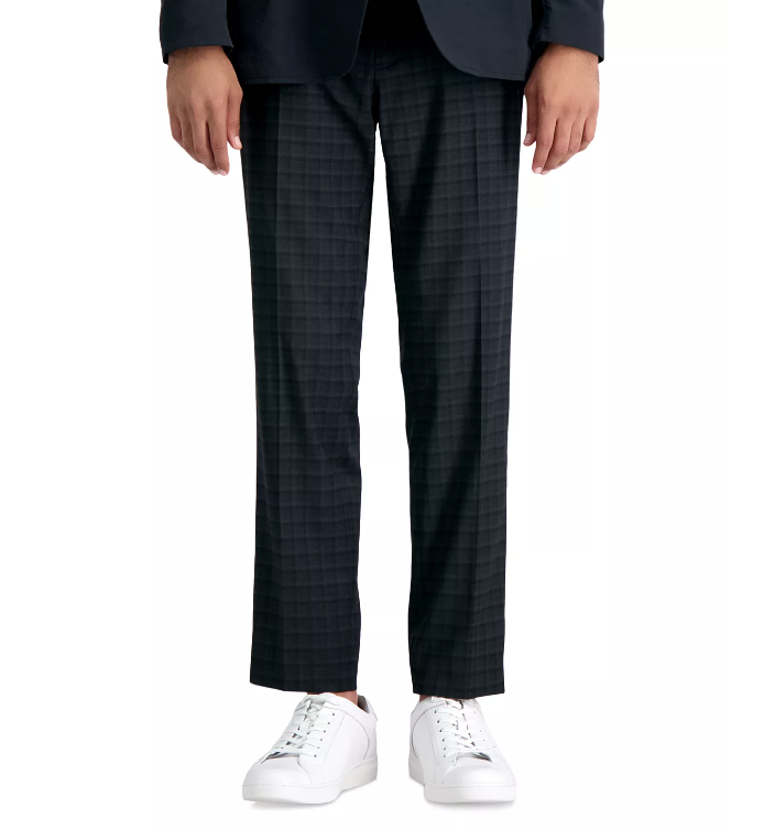 Kenneth Cole Mens Skinny fit Dress Pants 32 / 30 Black Plaid Stretch