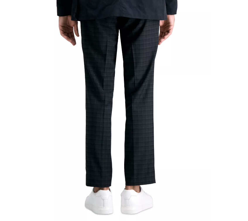 Kenneth Cole Mens Skinny fit Dress Pants 32 / 30 Black Plaid Stretch
