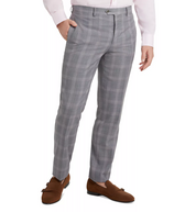 Tallia Slim-Fit Plaid Wool Suit Grey Pink 34 x 30