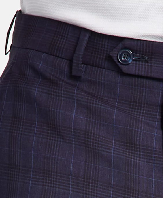 Michael Kors Mens Dress Pants Wool-Blend Plum Plaid 33 x 32
