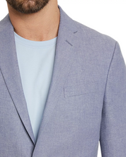 Kenneth Cole Mens Slim fit 2 Piece Suit 48 R / 42 Waist Blue Linen Stretch