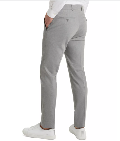 Kenneth Cole Mens Slim fit Dress Pants 36 / 30 Light Grey Solid Stretch