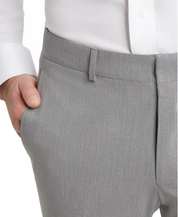 Kenneth Cole Mens Slim fit Dress Pants 36 / 30 Light Grey Solid Stretch