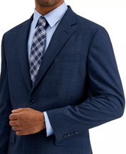 Nautica Mens Modern fit 2 Piece Suit 52 R / 46 Waist Blue Plaid Stretch