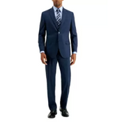 Nautica Mens Modern fit 2 Piece Suit 48 L / 41 Waist Blue Birdseye Stretch