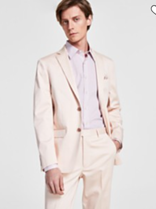 Calvin Klein Men's Pink Slim-Fit Suit Pants 36x30