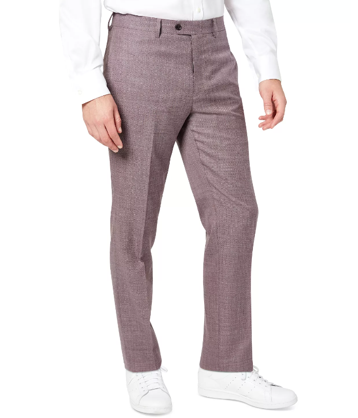Tallia Mens Slim-Fit Berry Stripe Wool Dress Pants 34 x 32
