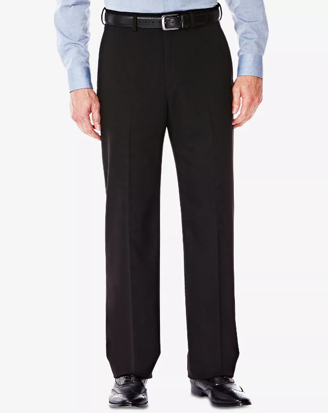 Haggar Mens Premium Stretch Suit Pant Classic Fit Black 44 x 30