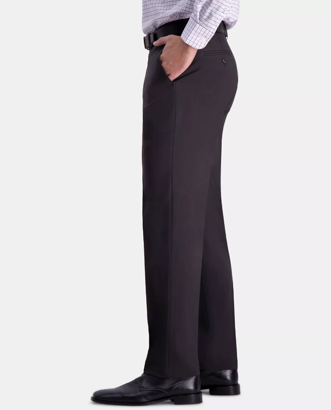 HAGGAR Men’s Premium Straight-Fit Stretch Wrinkle-Free Pants Charcoal 32 x 30