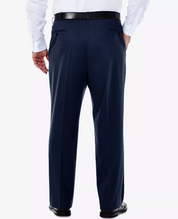 Haggar Mens Big & Tall No Iron Khaki Flat Front Classic Fit Pants Blue 52 x 32