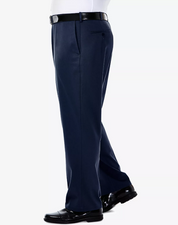 Haggar Men's Big & Tall No Iron Khaki Dress Pants Dark Blue 46 x 30