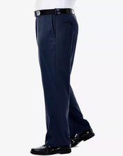 Haggar Mens Classic fit Dress Pants 50 / 30 Navy Blue Solid