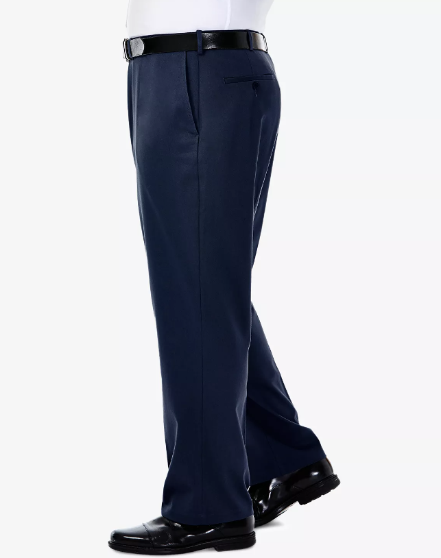 Haggar Men Classic fit Casual Khaki Pants 44 / 29 Blue Solid Stretch