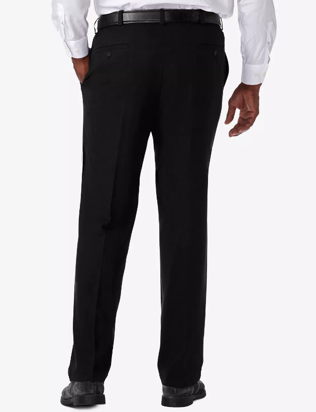 Haggar Men's Big & Tall Classic Fit Expandable Waist Dress Pants Black 48 x 30