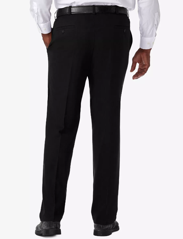 Haggar Men's Big & Tall Cool 18 Pro Solid Classic Fit Dress Pants Black 46 x 32