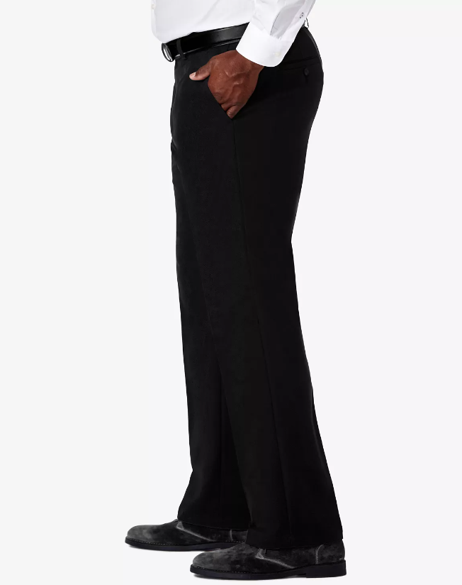 Haggar Mens Regular fit Casual Pants 52 / 32 Black Solid