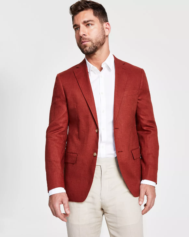 Lauren Ralph Lauren Mens Classic fit Sport Coat Blazer 42 S Red Solid Stretch