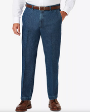 Haggar Mens Classic fit Dress Pants 44 / 29 Denim Blue Solid Stretch