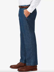 Haggar Mens Classic fit Casual Pants 46 / 29 Blue Solid