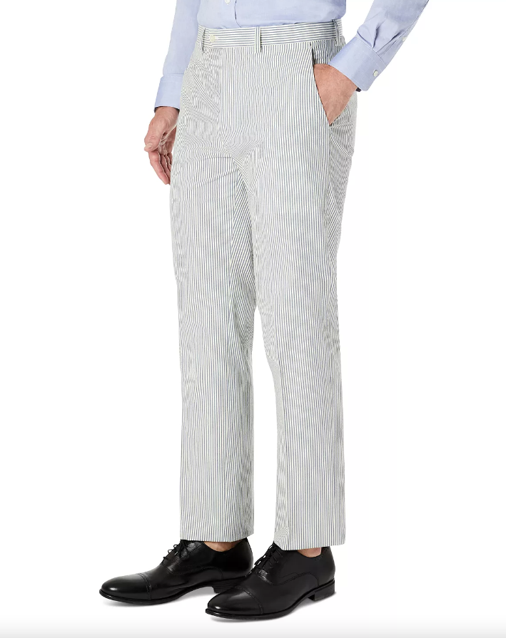 Lauren Ralph Lauren Mens Seersucker Pants 33 x 30 Blue Cream