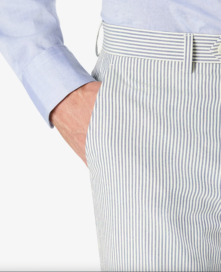 Lauren Ralph Lauren Mens Seersucker Pants 33 x 30 Blue Cream